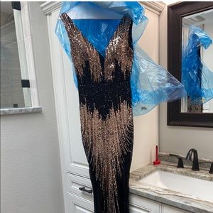 Formal Gown, worn once. Rose gold, black sequin